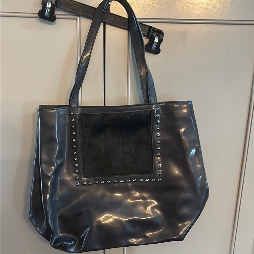 Varriale Tote Bag with Fur Leather Black